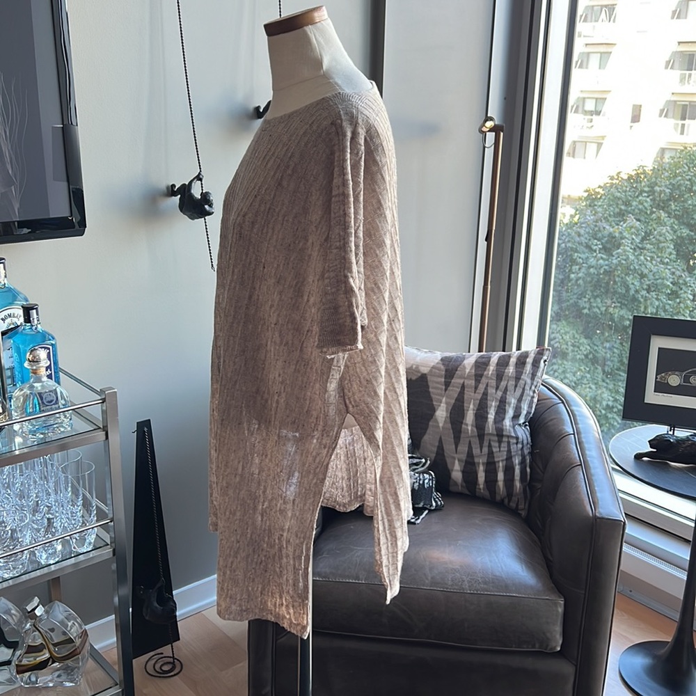 Eileen Fisher Lightweight Linen Melange Grid Tunic Top Size XXS/XS - Picture 7 of 10